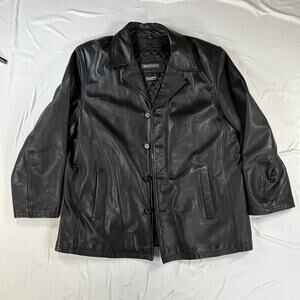 Whet Blu Mens Black Leather Jacket Thinsulate Insulated Size XL